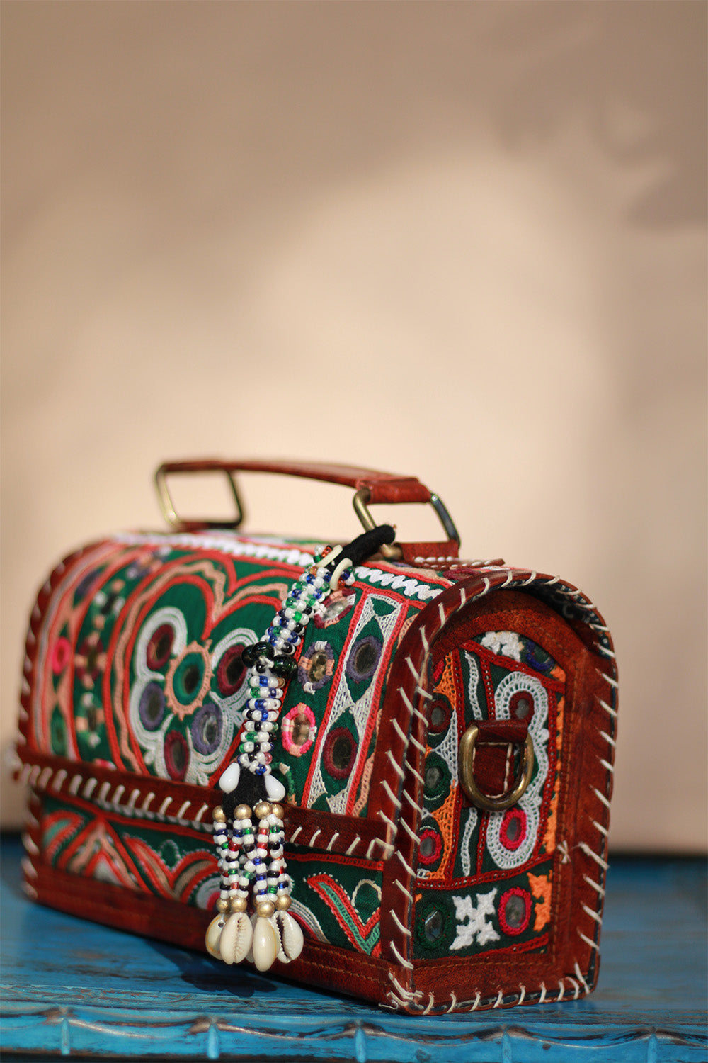 Handcrafted Kutch Leather Bag | Mirrorwork
