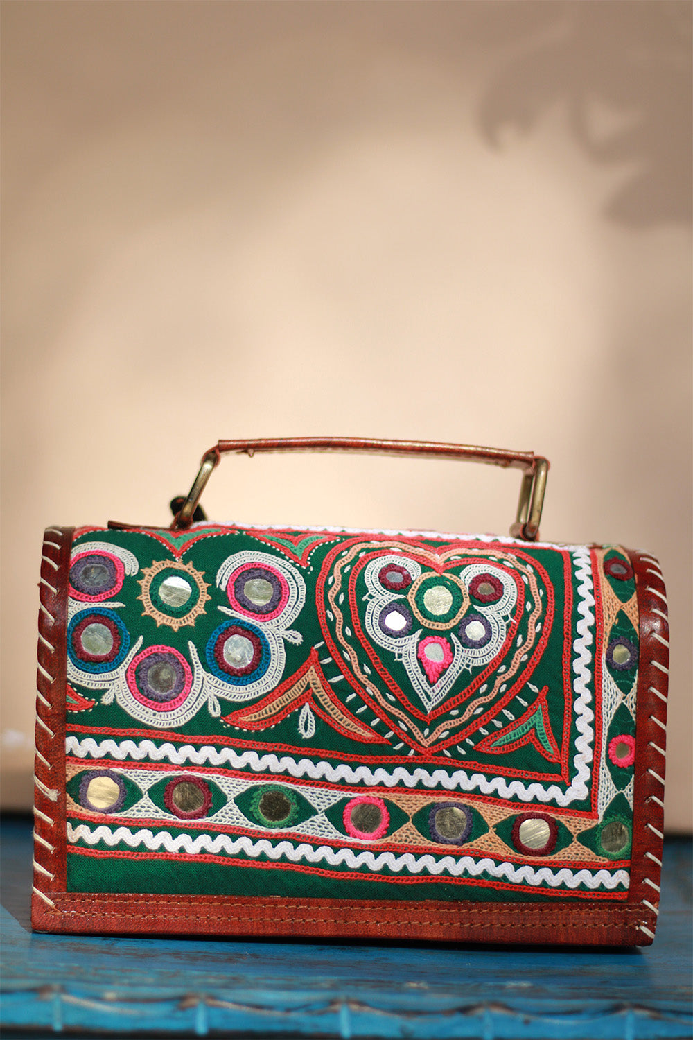 Handcrafted Kutch Leather Bag | Mirrorwork