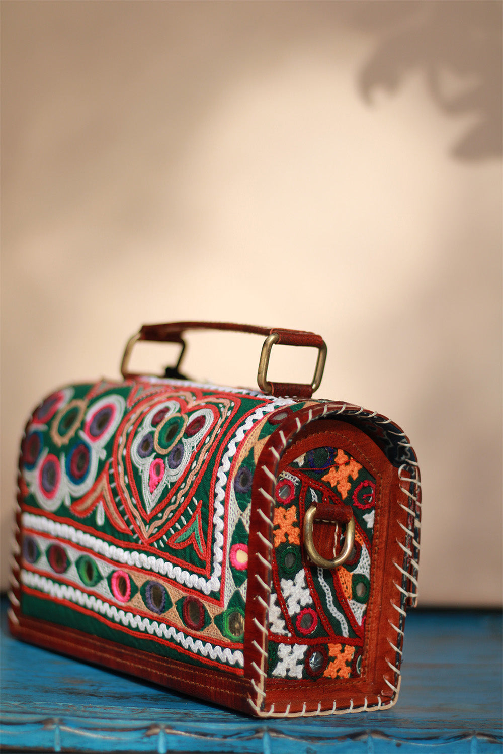 Handcrafted Kutch Leather Bag | Mirrorwork