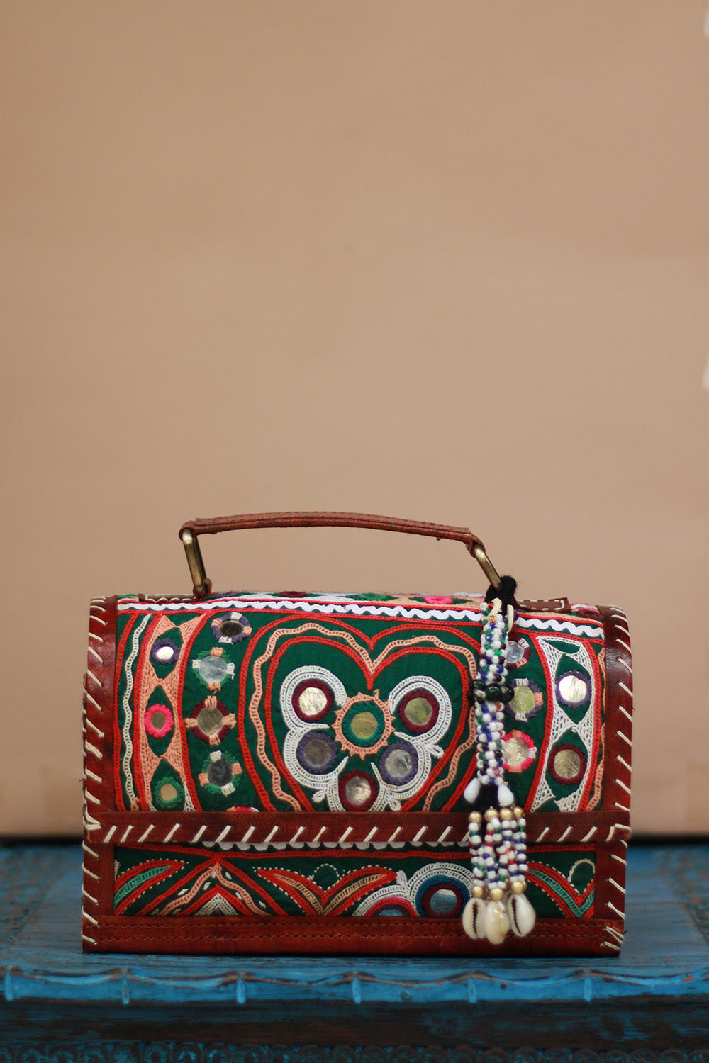 Handcrafted Kutch Leather Bag | Mirrorwork