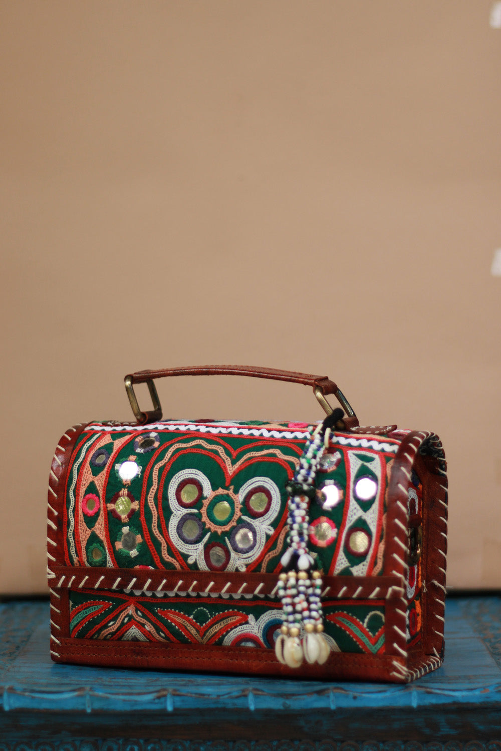 Handcrafted Kutch Leather Bag | Mirrorwork