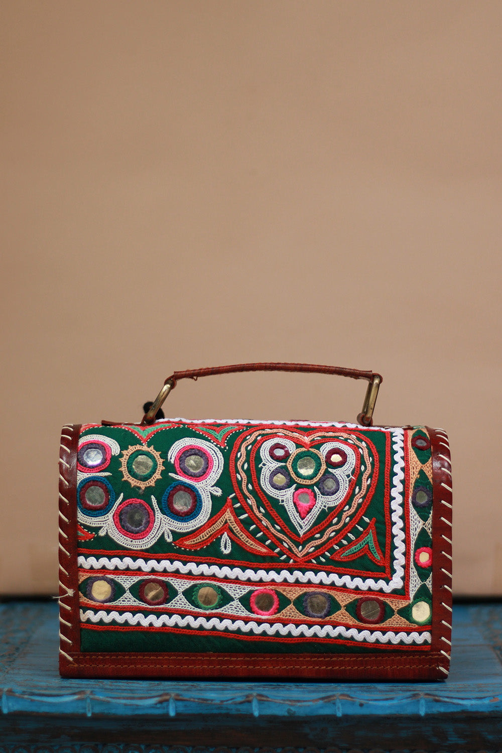 Handcrafted Kutch Leather Bag | Mirrorwork