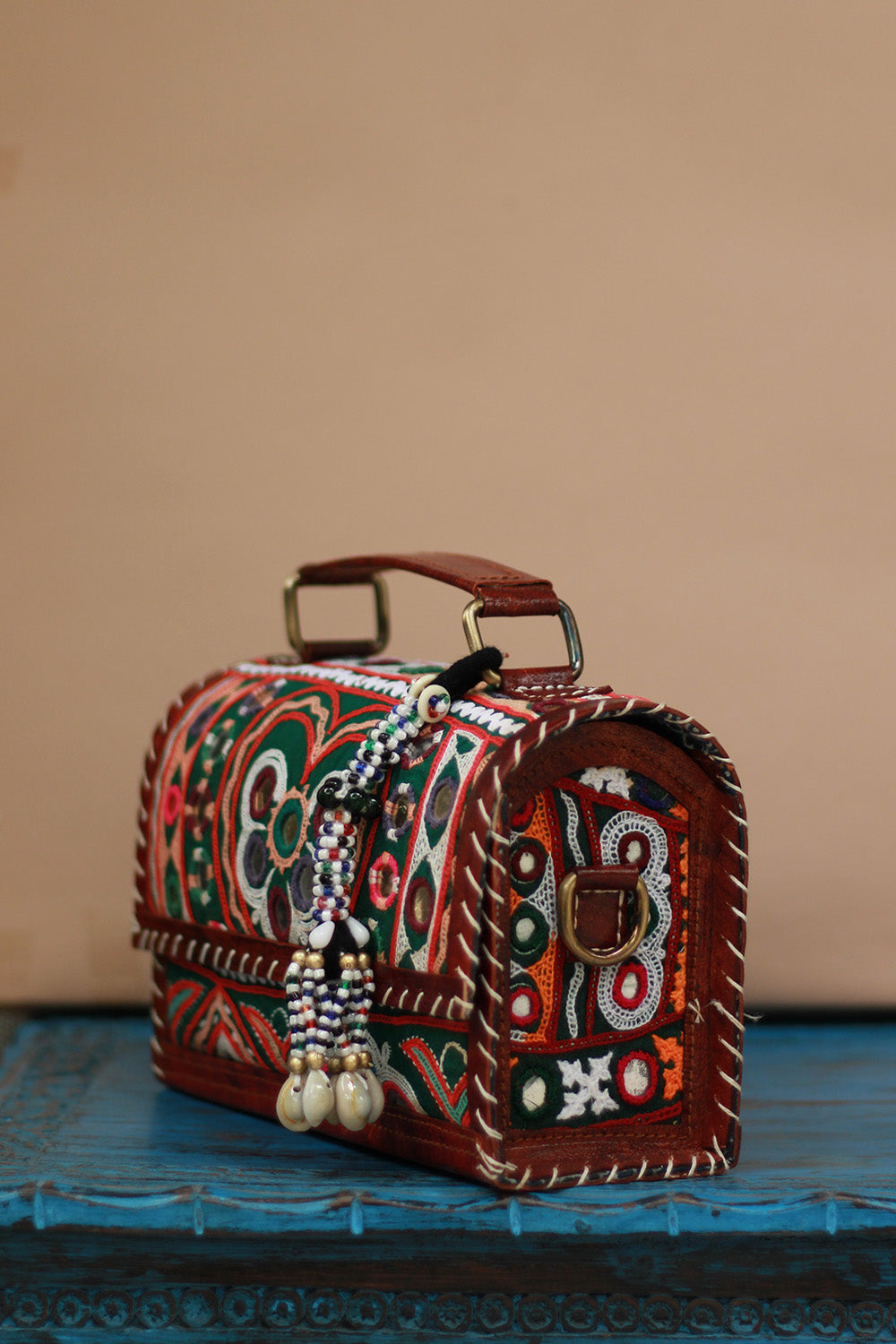Handcrafted Kutch Leather Bag | Mirrorwork