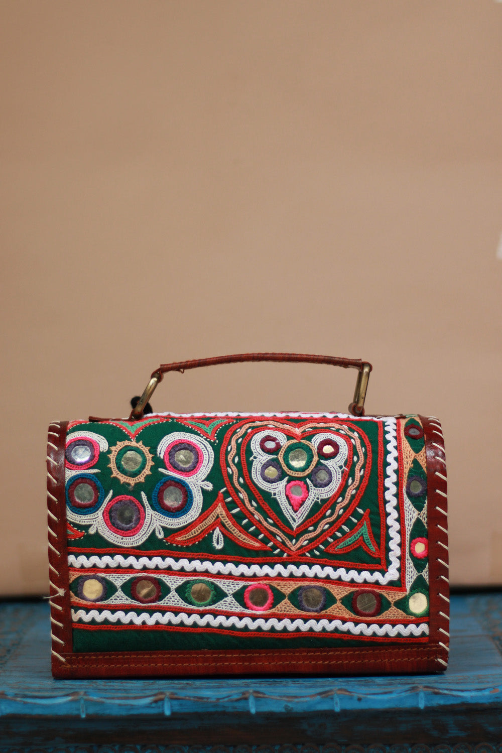Handcrafted Kutch Leather Bag | Mirrorwork