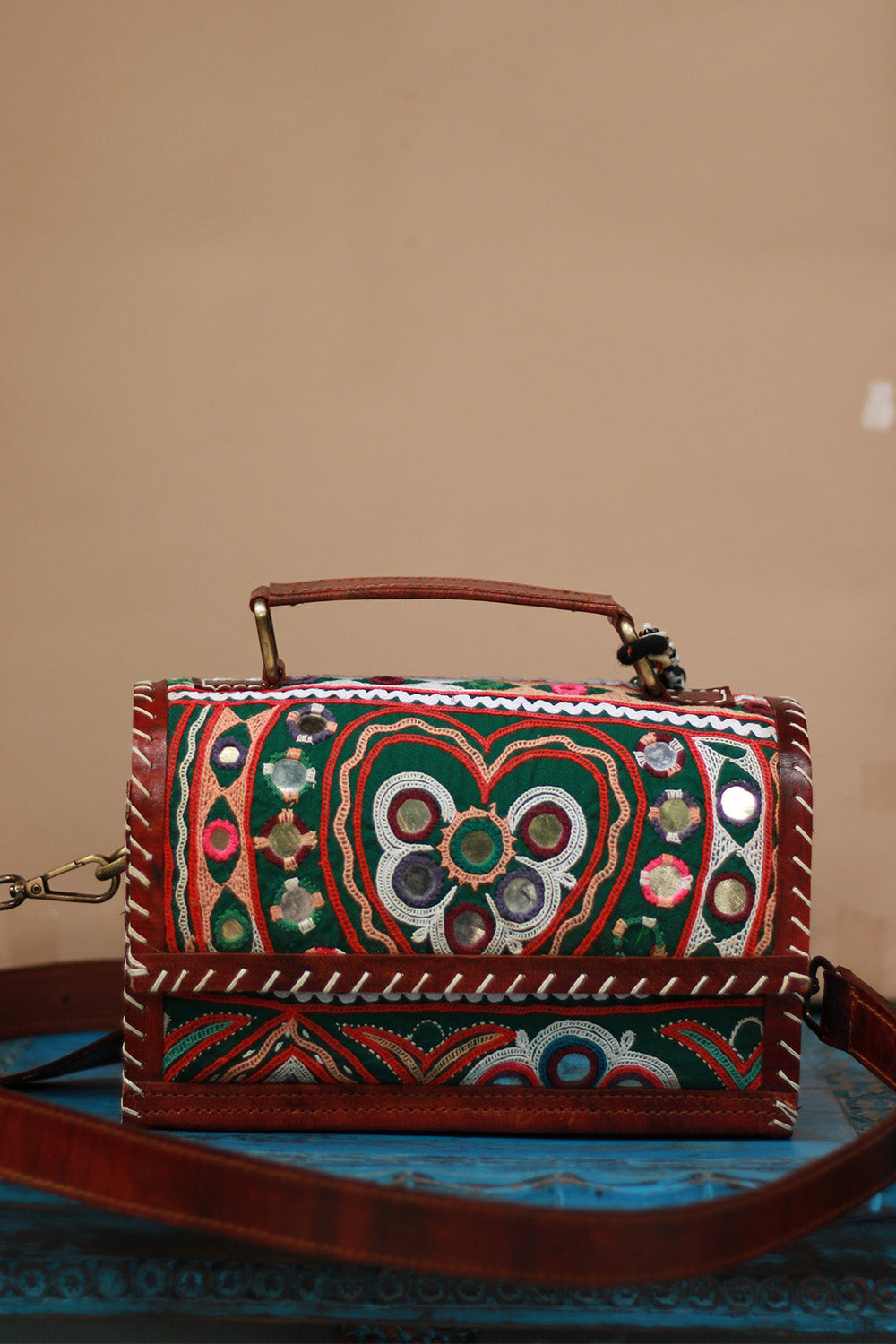 Handcrafted Kutch Leather Bag | Mirrorwork