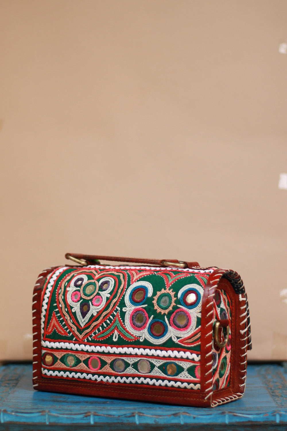 Handcrafted Kutch Leather Bag | Mirrorwork