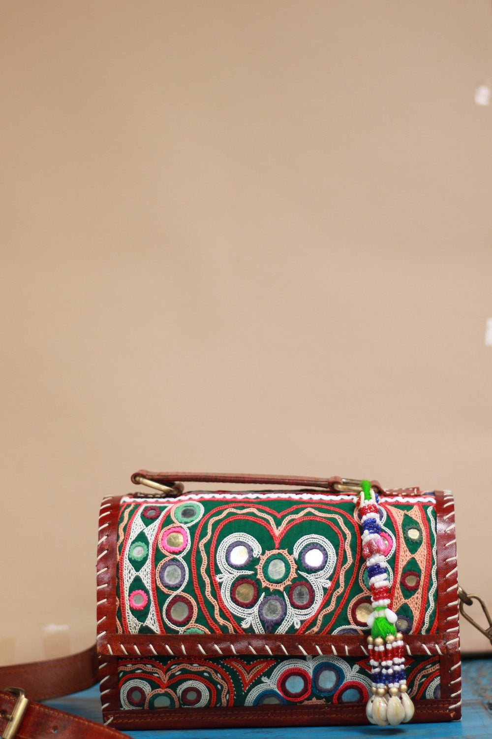 Handcrafted Kutch Leather Bag | Mirrorwork