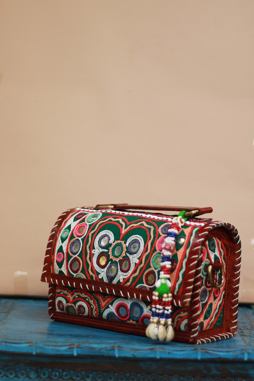 Handcrafted Kutch Leather Bag | Mirrorwork