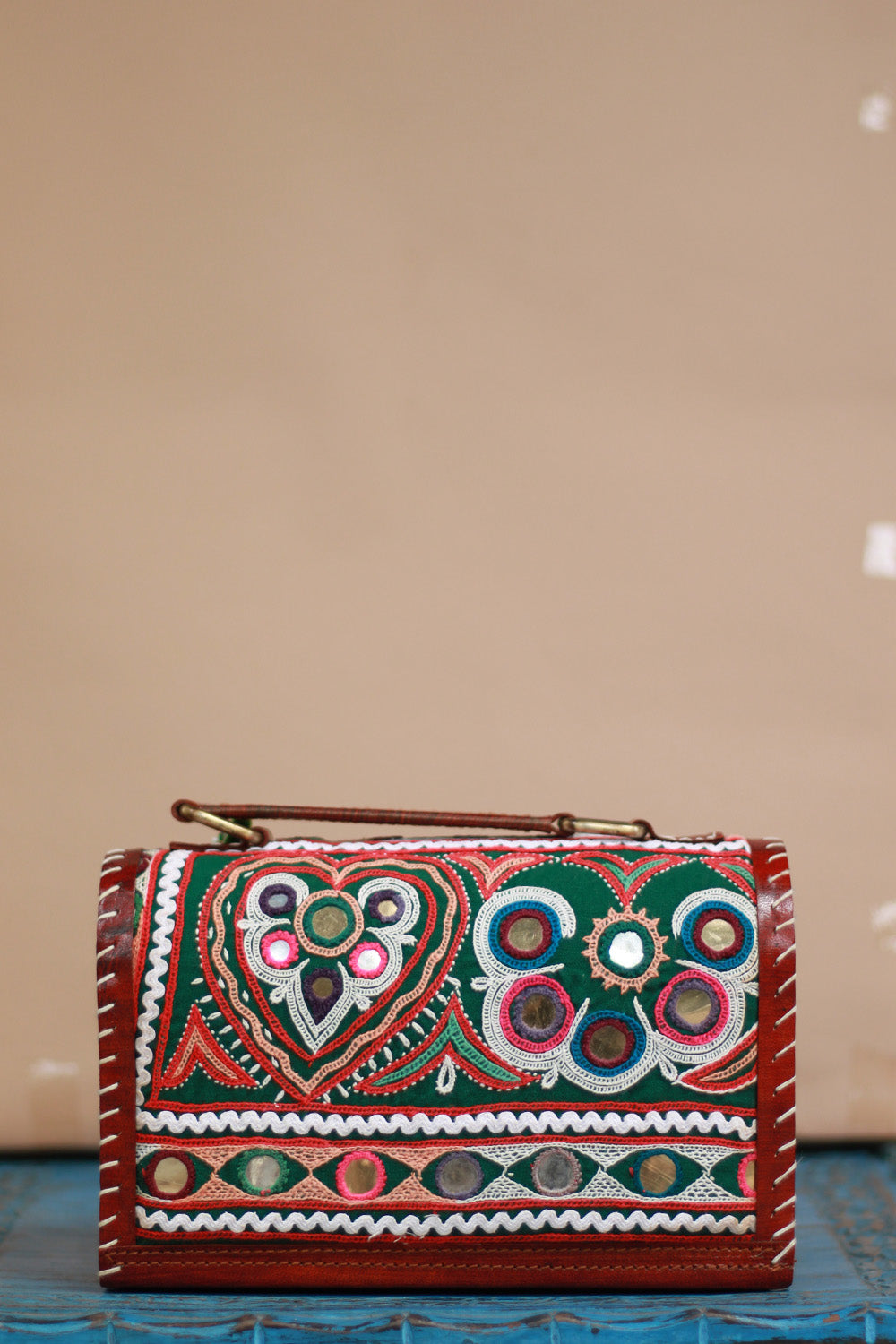 Handcrafted Kutch Leather Bag | Mirrorwork