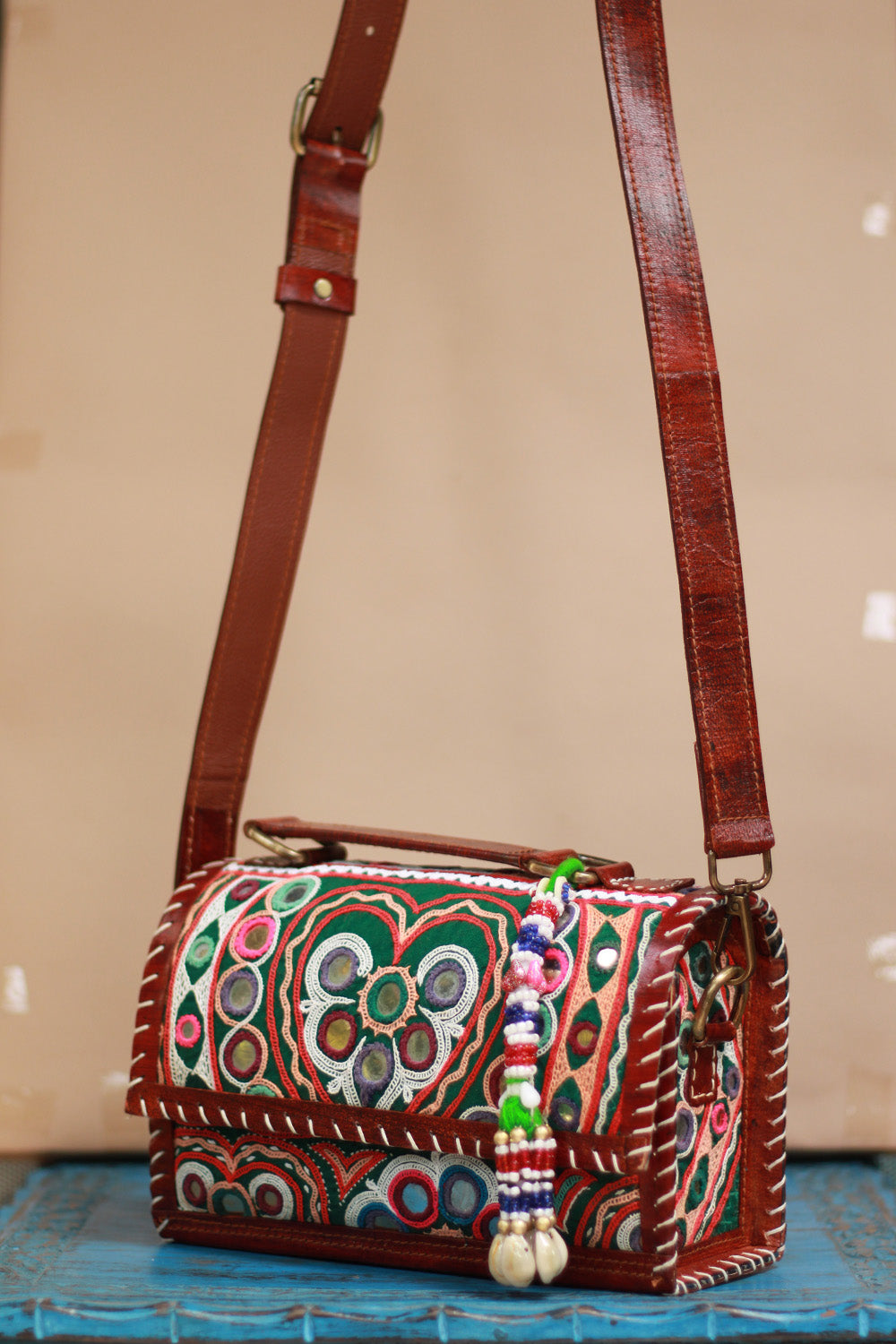 Handcrafted Kutch Leather Bag | Mirrorwork