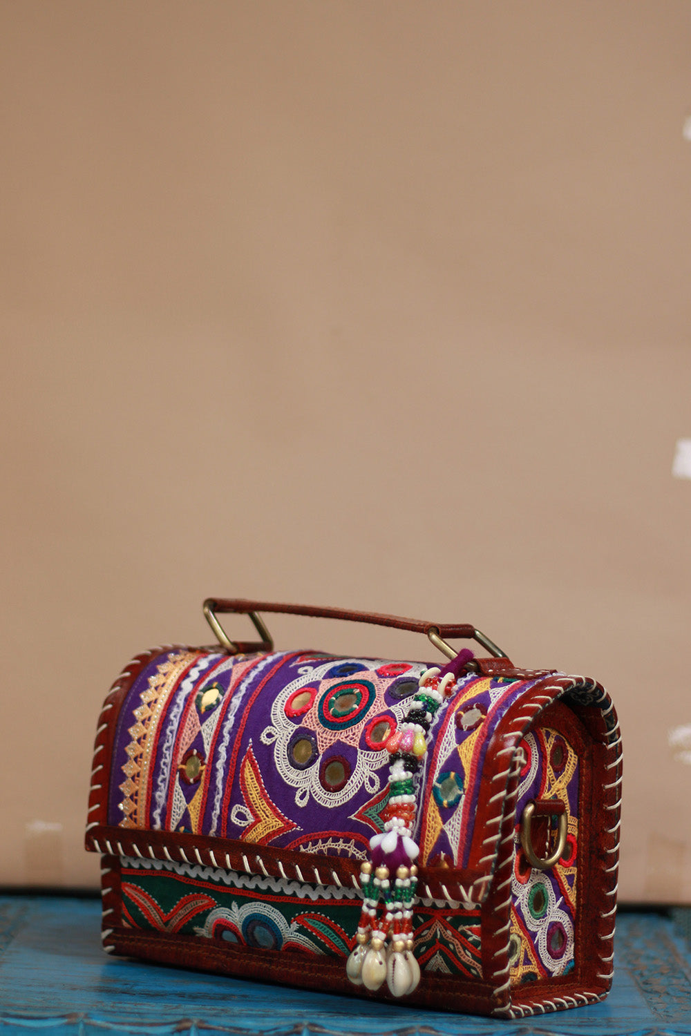 Handcrafted Kutch Leather Bag | Mirrorwork