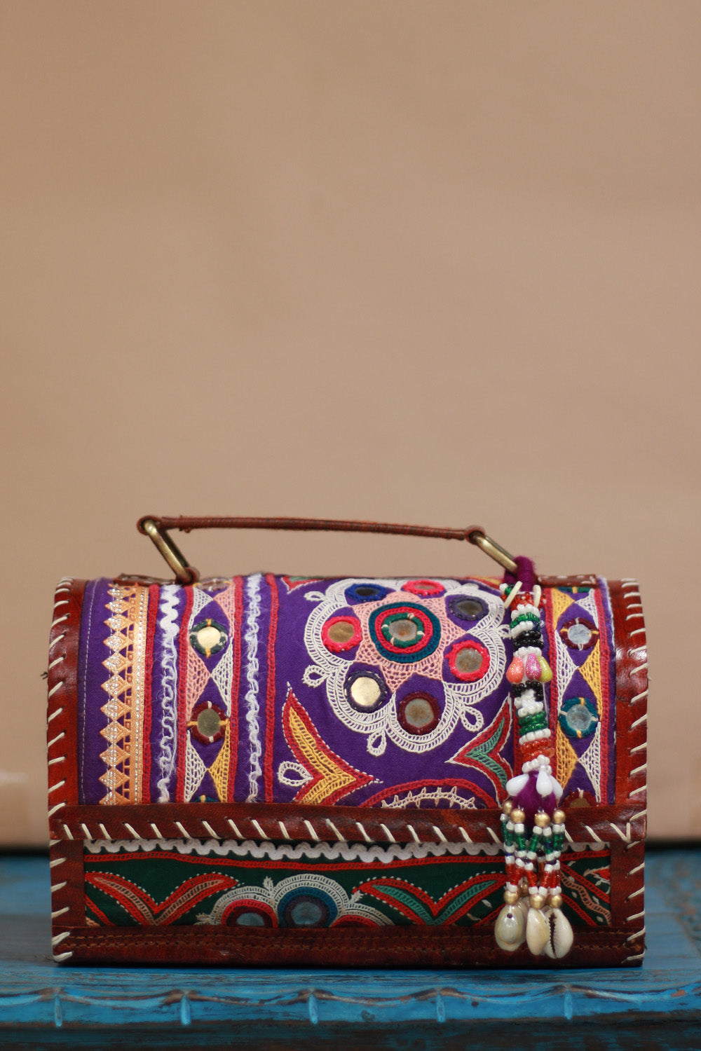 Handcrafted Kutch Leather Bag | Mirrorwork