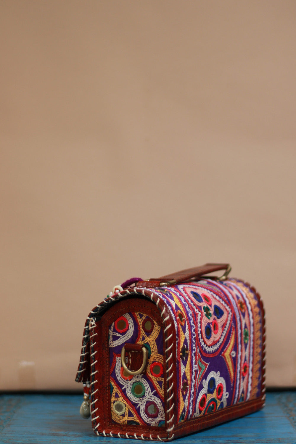 Handcrafted Kutch Leather Bag | Mirrorwork