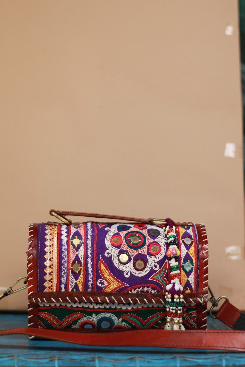 Handcrafted Kutch Leather Bag | Mirrorwork