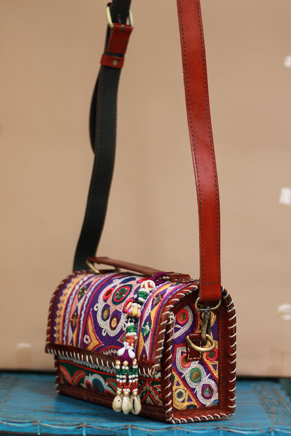 Handcrafted Kutch Leather Bag | Mirrorwork