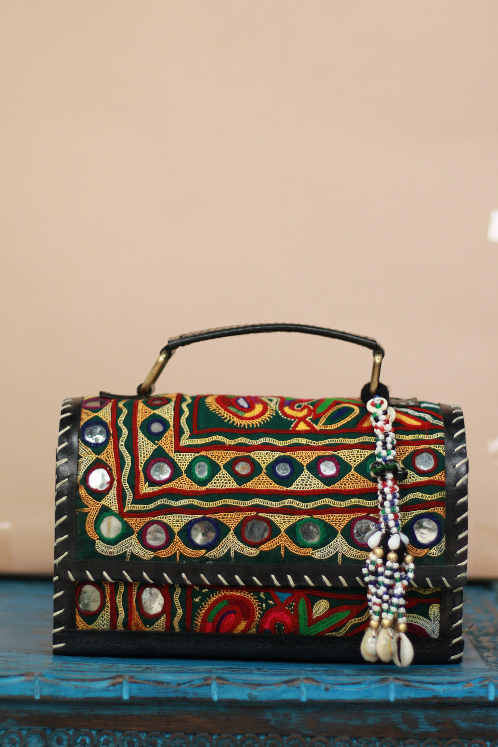 Handcrafted Kutch Leather Bag | Mirrorwork