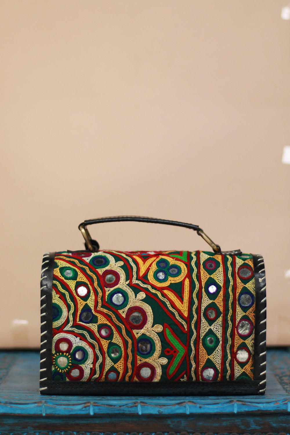 Handcrafted Kutch Leather Bag | Mirrorwork