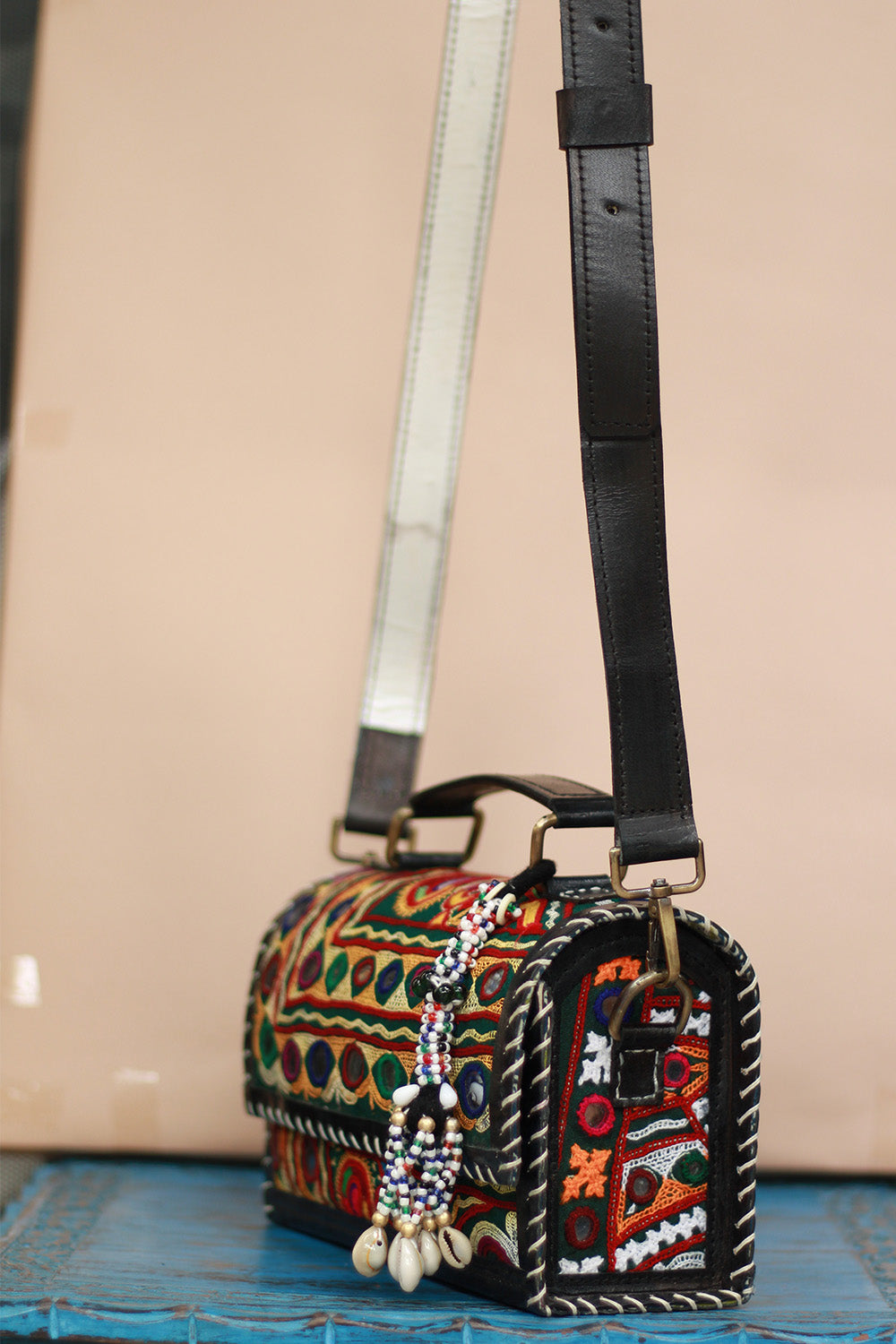 Handcrafted Kutch Leather Bag | Mirrorwork
