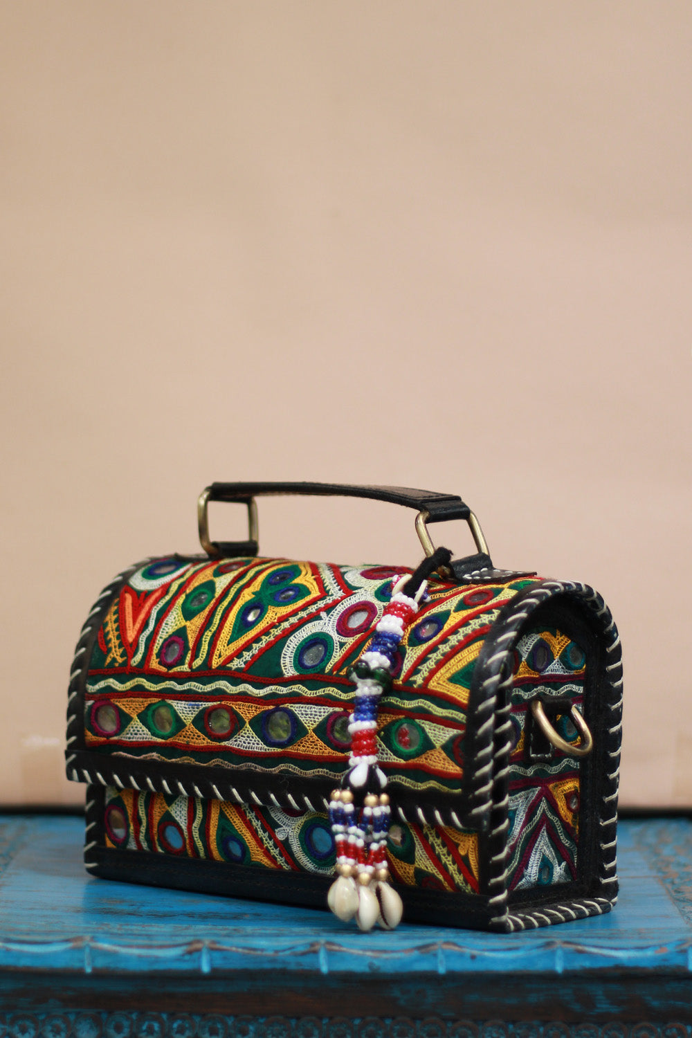 Handcrafted Kutch Leather Bag | Mirrorwork