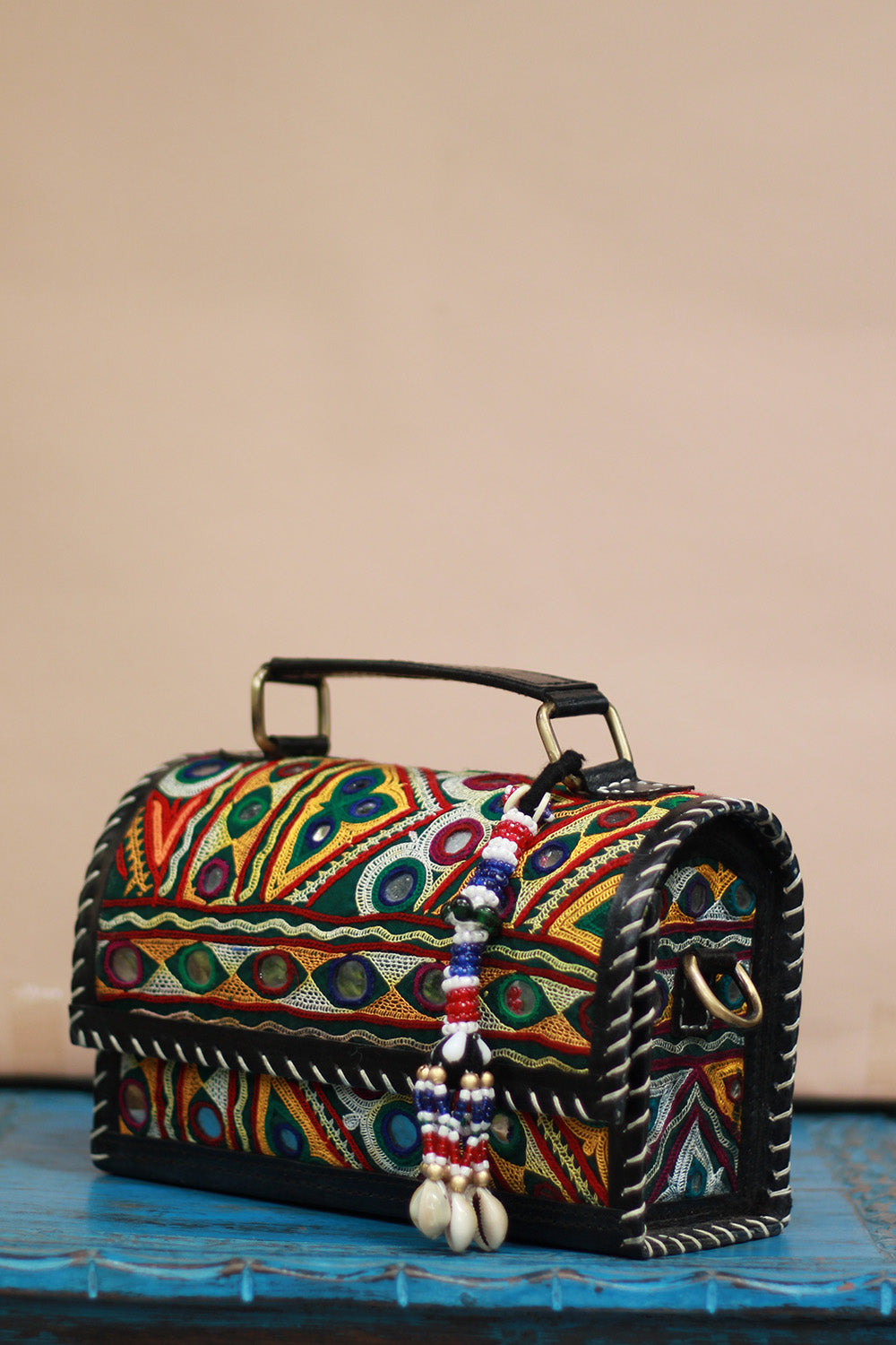 Handcrafted Kutch Leather Bag | Mirrorwork