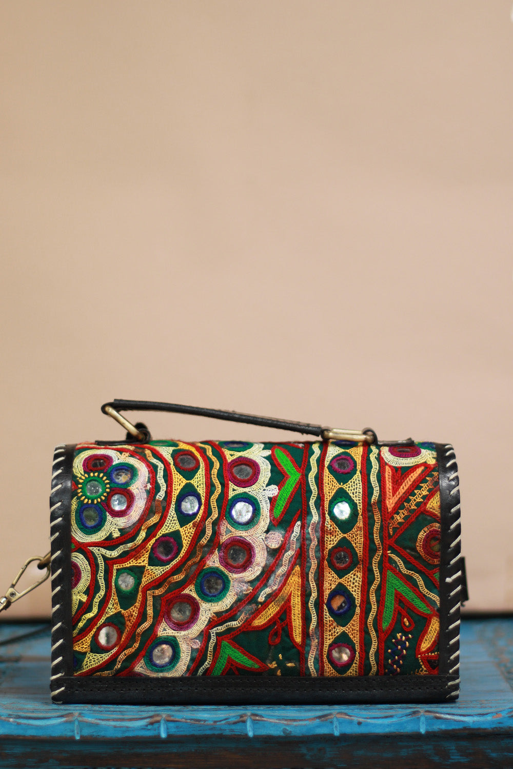 Handcrafted Kutch Leather Bag | Mirrorwork