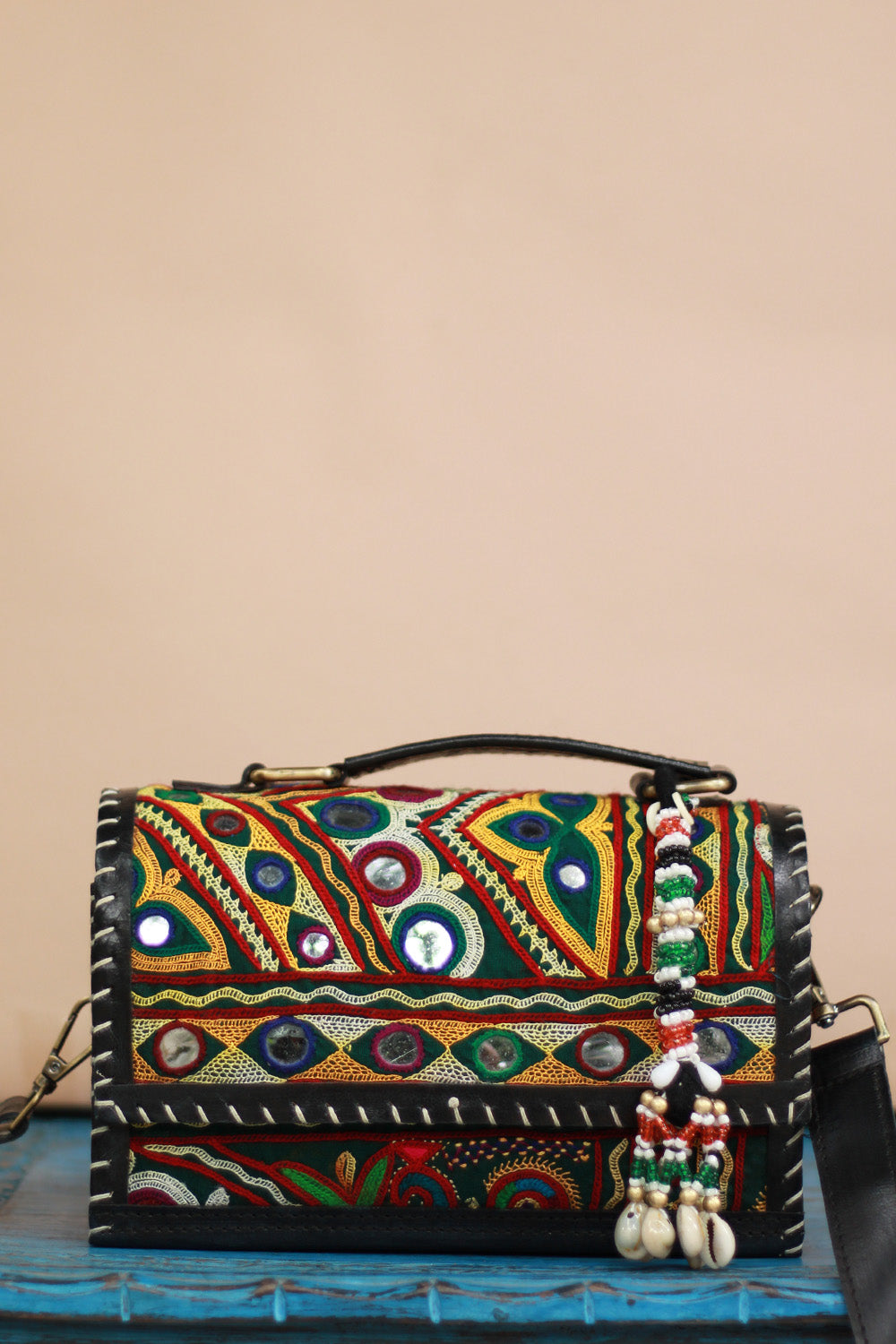 Handcrafted Kutch Leather Bag | Mirrorwork