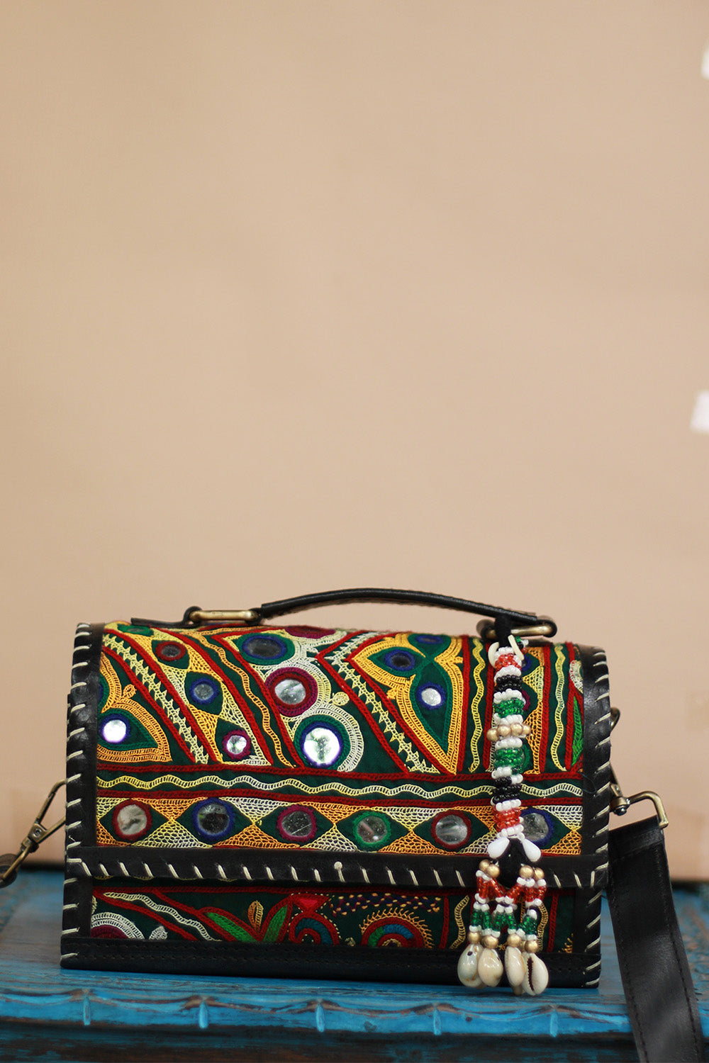 Handcrafted Kutch Leather Bag | Mirrorwork