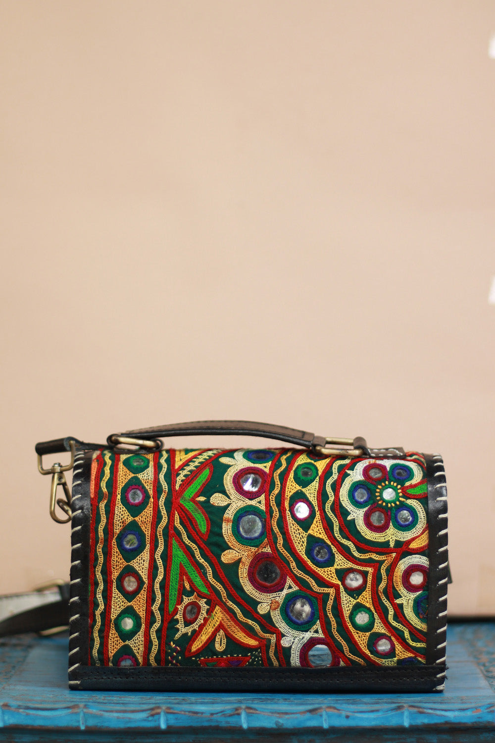 Handcrafted Kutch Leather Bag | Mirrorwork