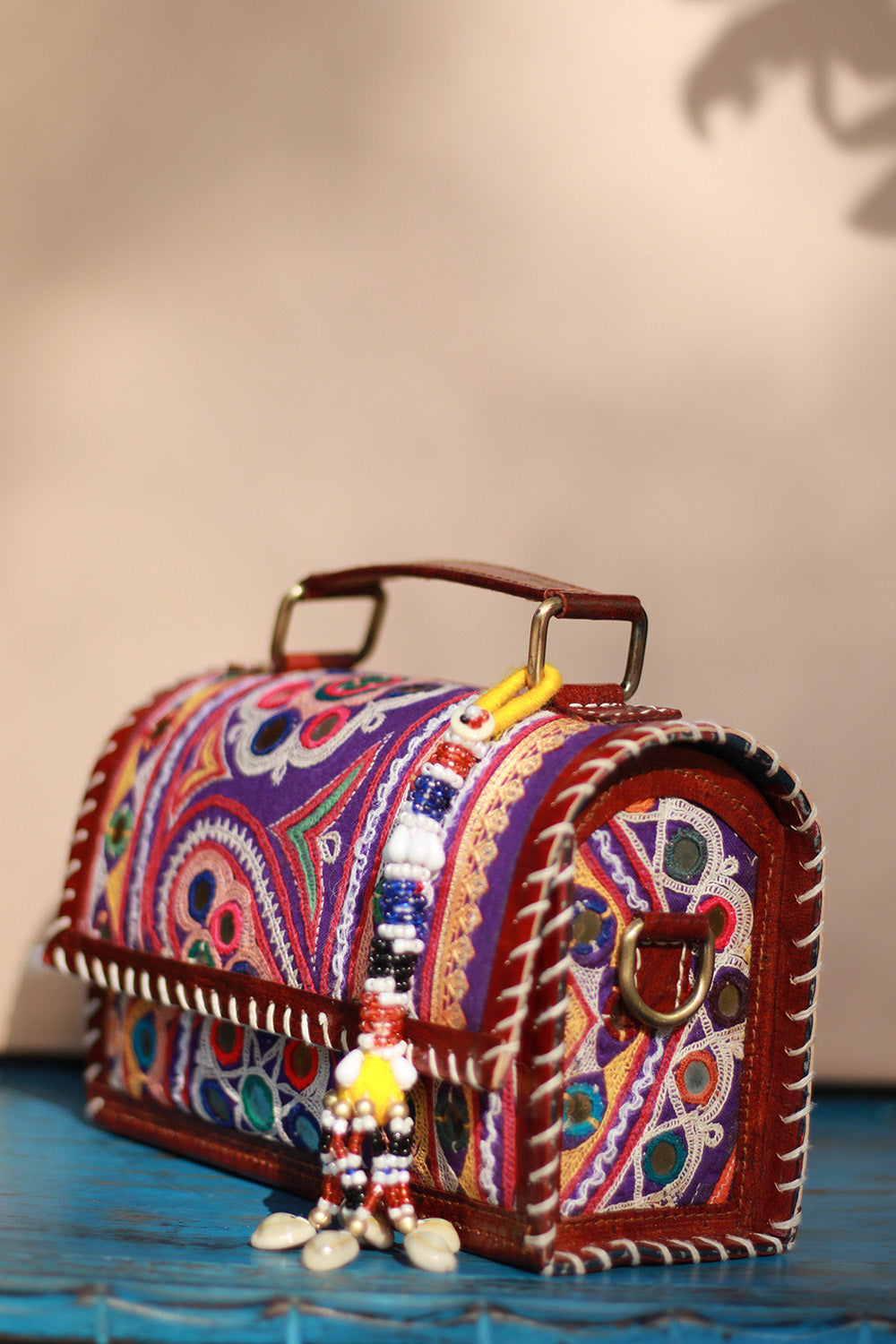 Handcrafted Kutch Leather Bag | Mirrorwork