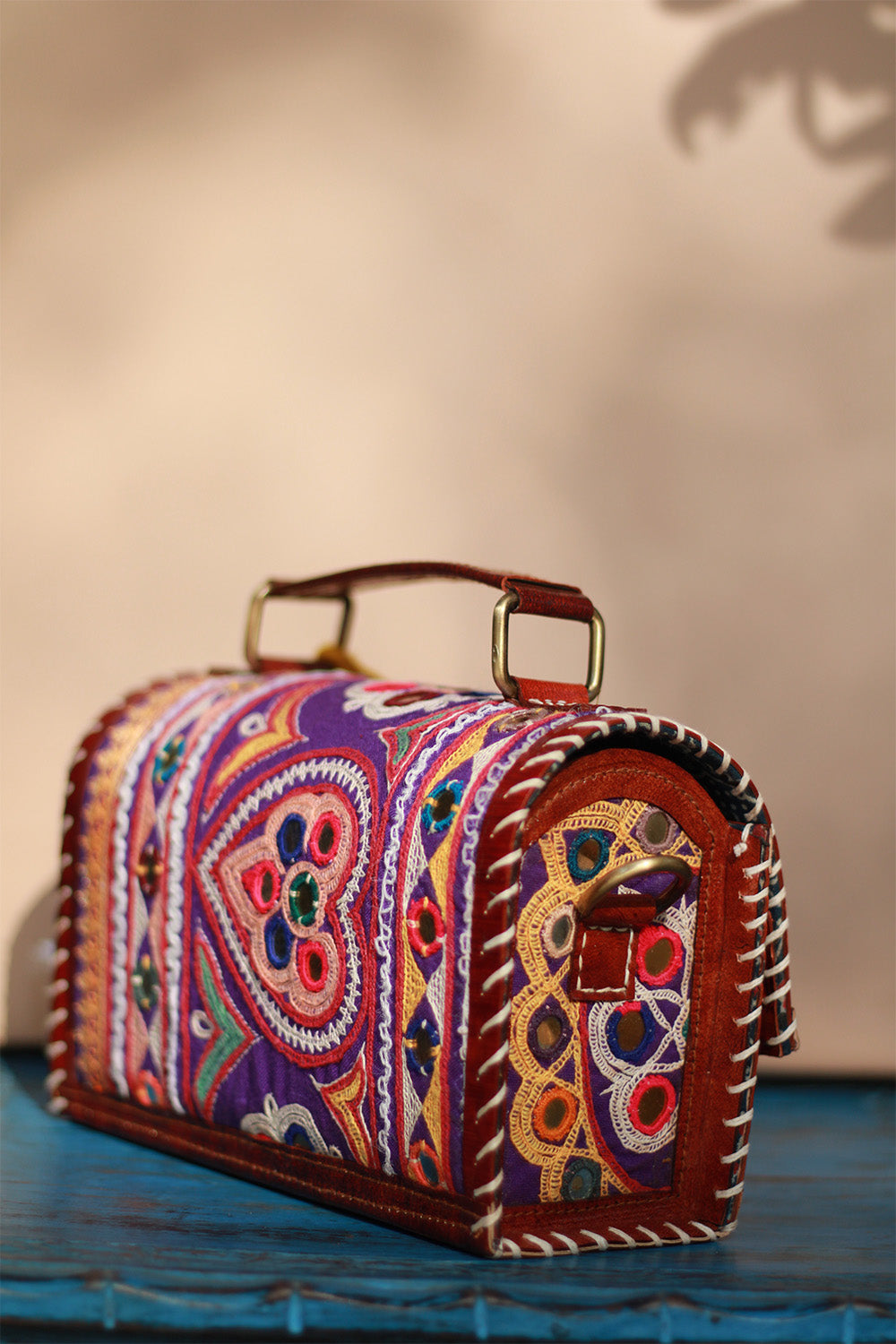 Handcrafted Kutch Leather Bag | Mirrorwork