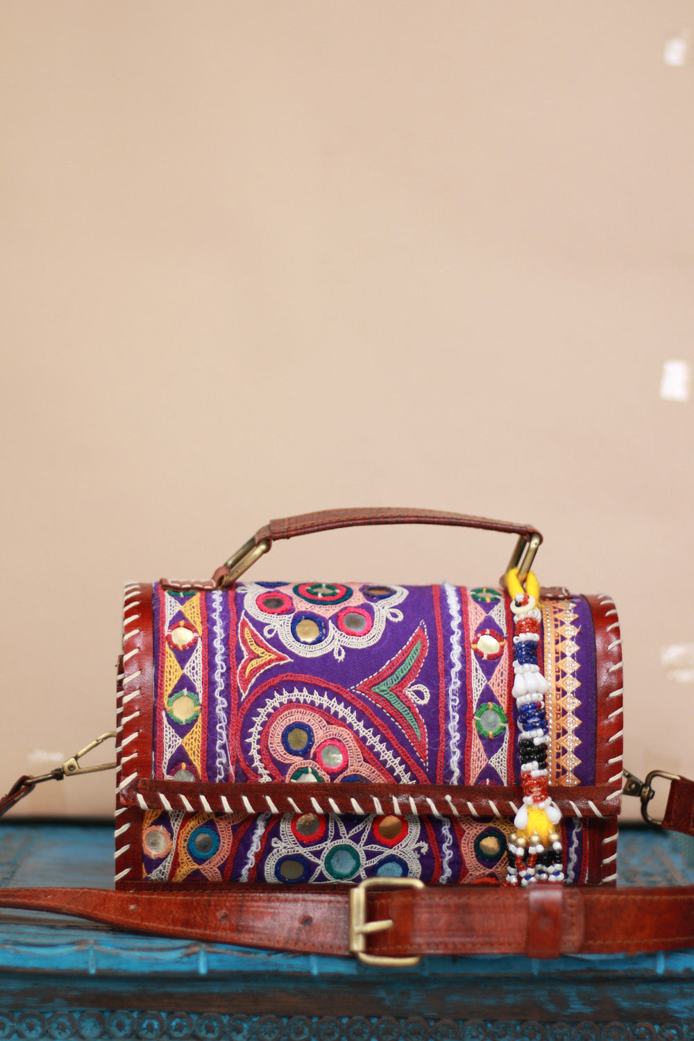 Handcrafted Kutch Leather Bag | Mirrorwork