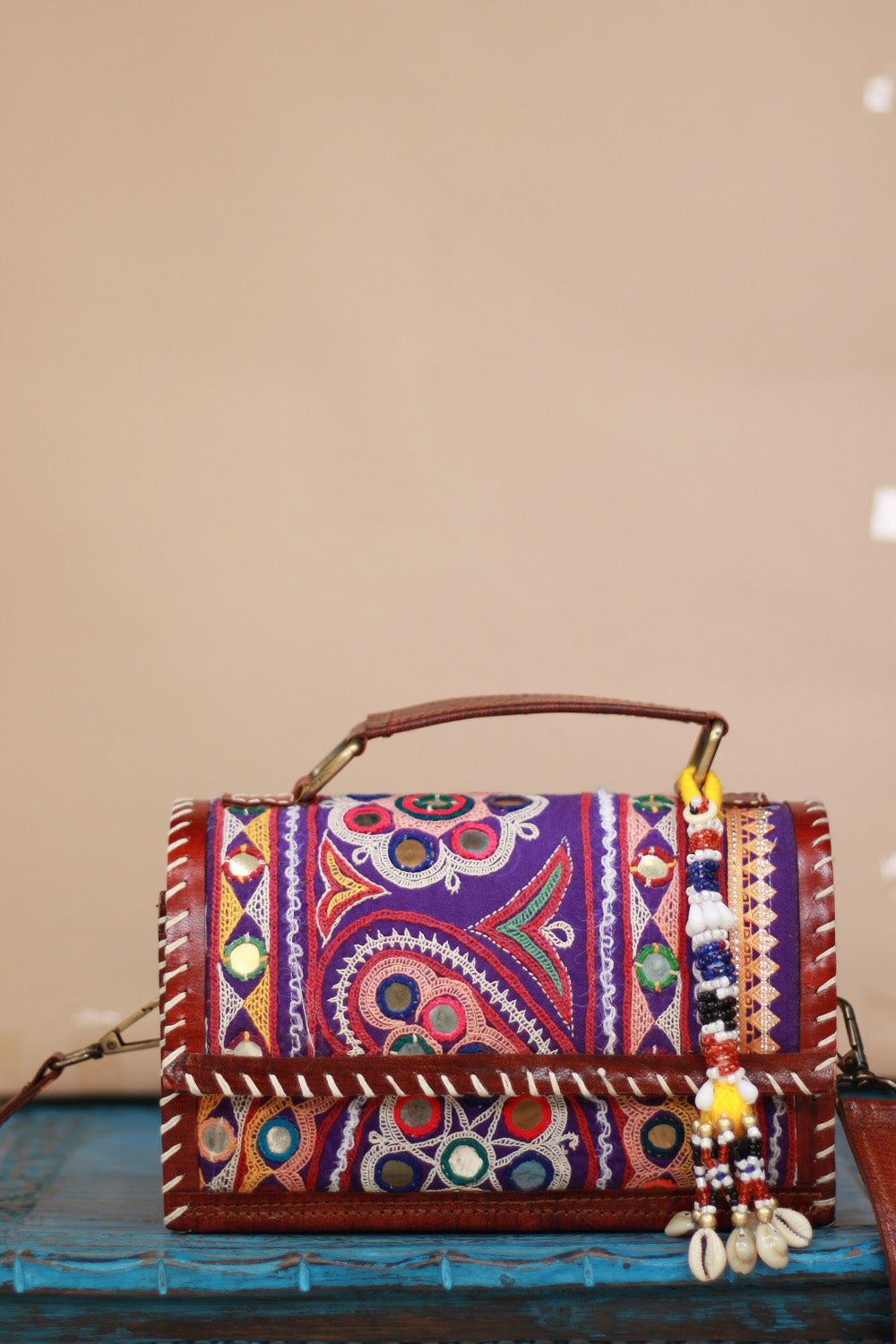 Handcrafted Kutch Leather Bag | Mirrorwork