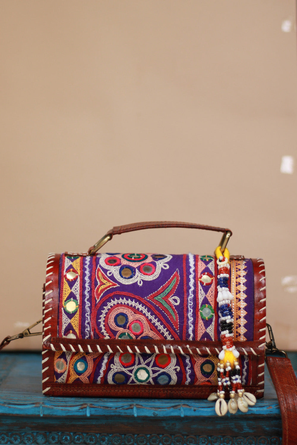 Handcrafted Kutch Leather Bag | Mirrorwork