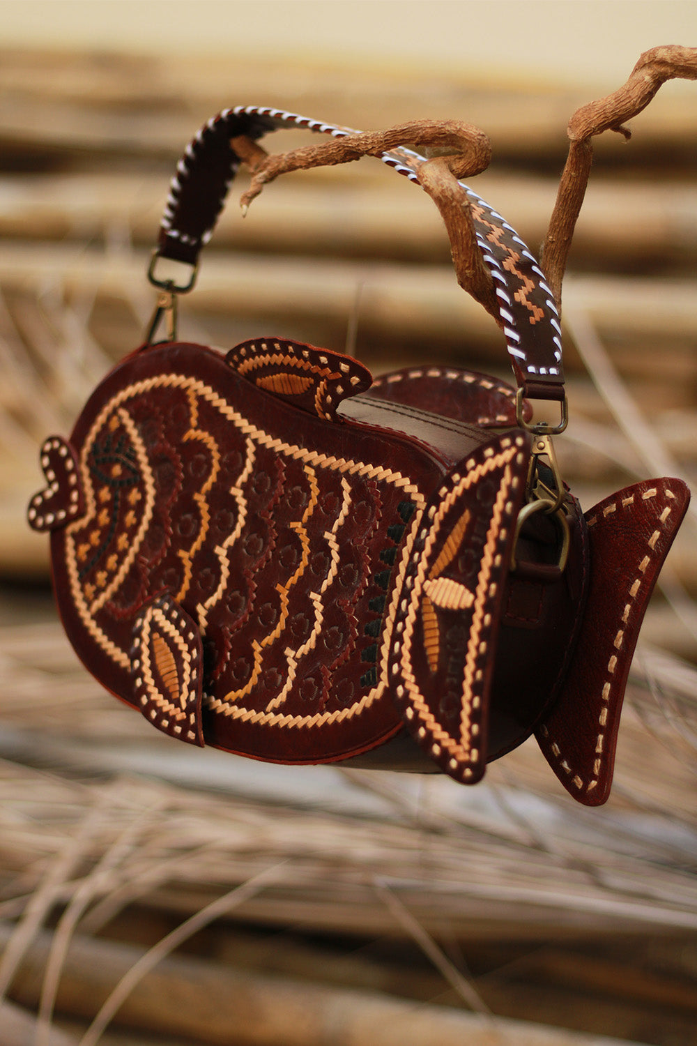 Handcrafted Kutch Leather Bag | Fish