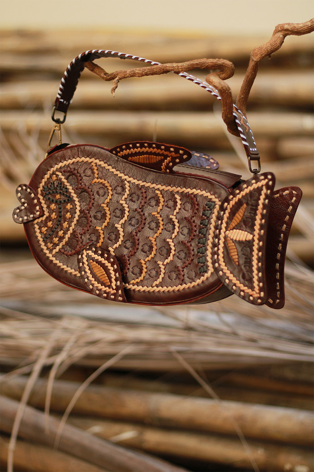 Handcrafted Kutch Leather Bag | Fish