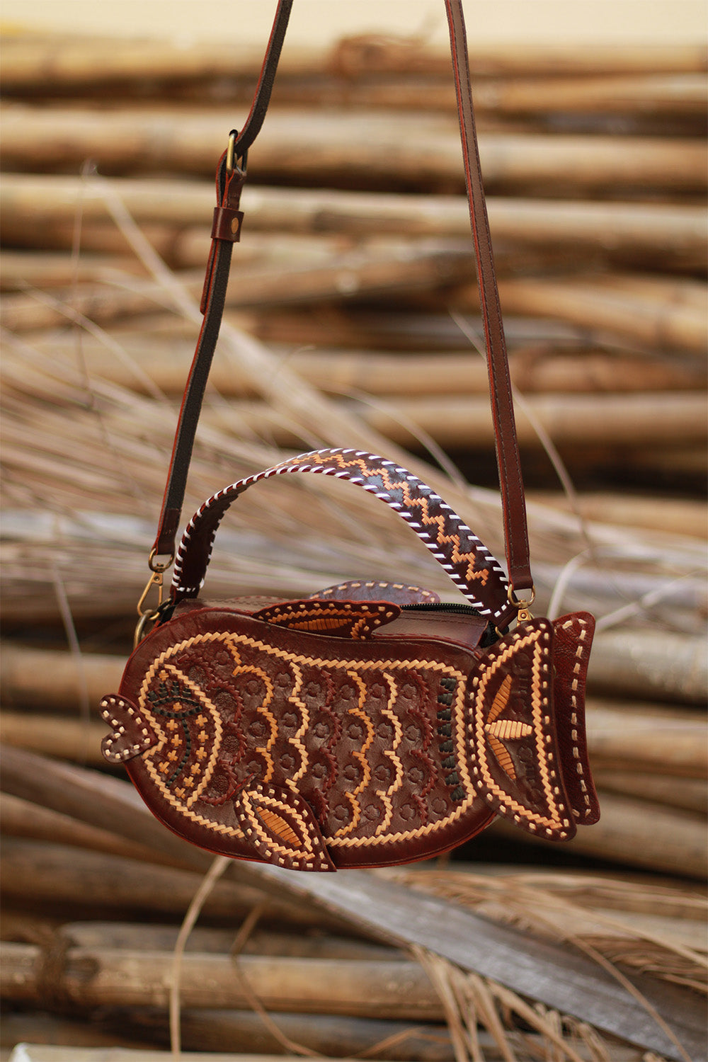 Handcrafted Kutch Leather Bag | Fish