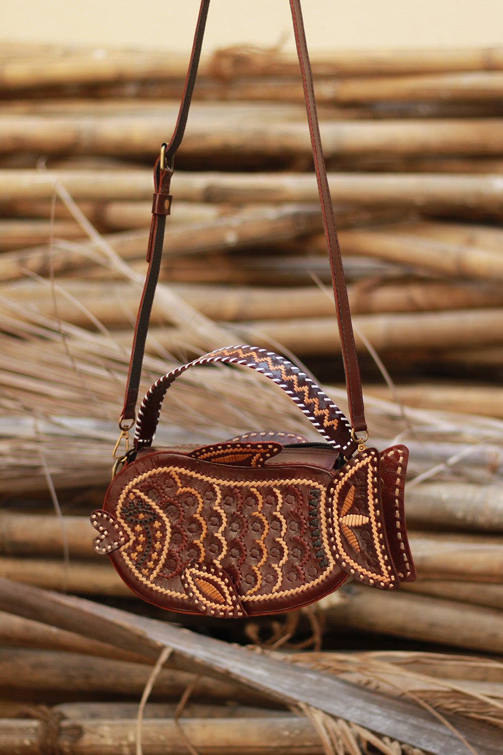 Handcrafted Kutch Leather Bag | Fish