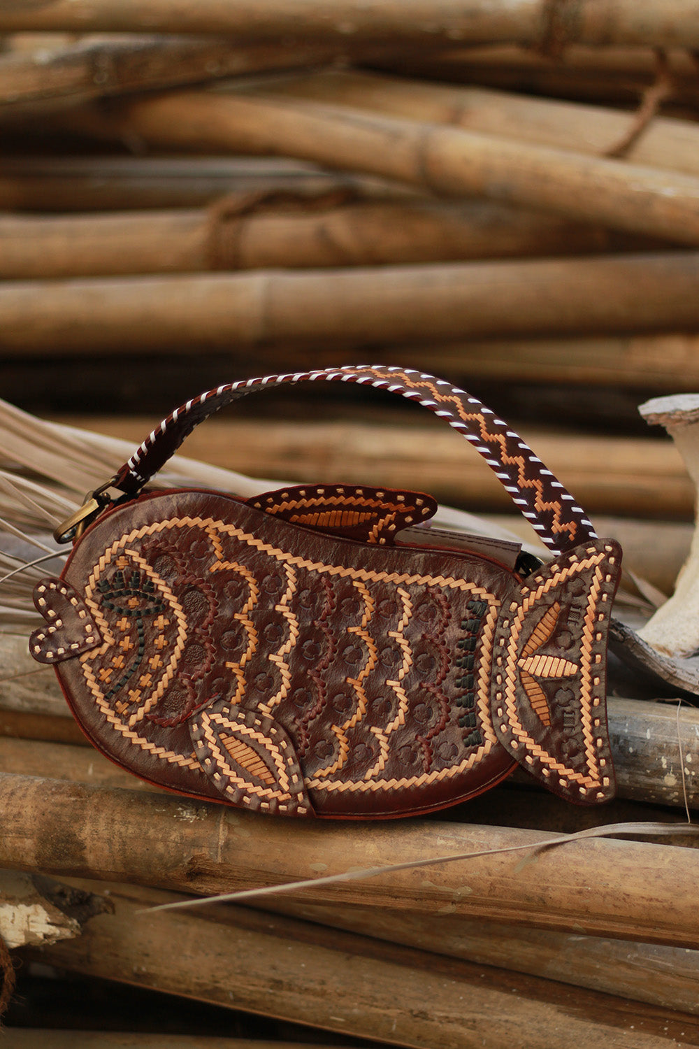 Handcrafted Kutch Leather Bag | Fish