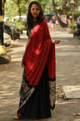 Modal Silk Ajrakh Bandhni Dupatta | Maroon