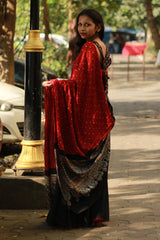 Modal Silk Ajrakh Bandhni Dupatta | Maroon