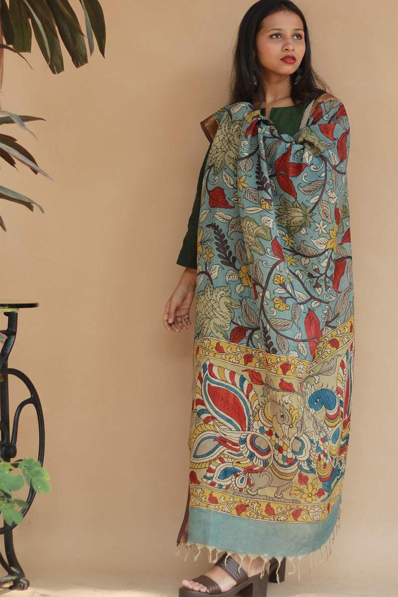 Leela | Cotton Silk Pen Kalamkari Dupatta