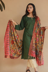 Leela | Cotton Silk Pen Kalamkari Dupatta