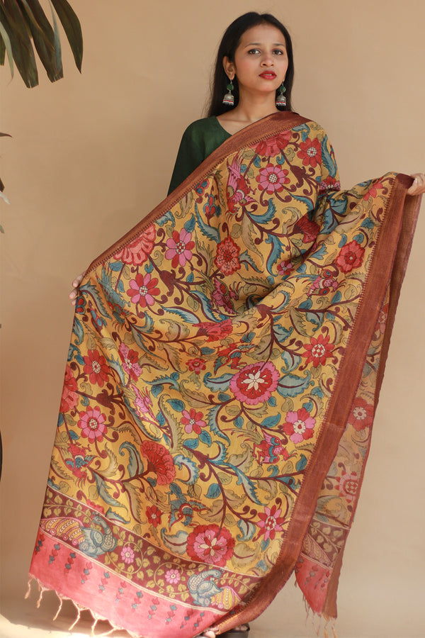 Leela | Cotton Silk Pen Kalamkari Dupatta