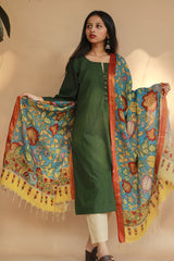 Leela | Cotton Silk Pen Kalamkari Dupatta