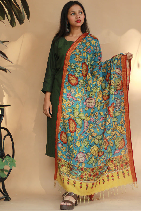 Leela | Cotton Silk Pen Kalamkari Dupatta