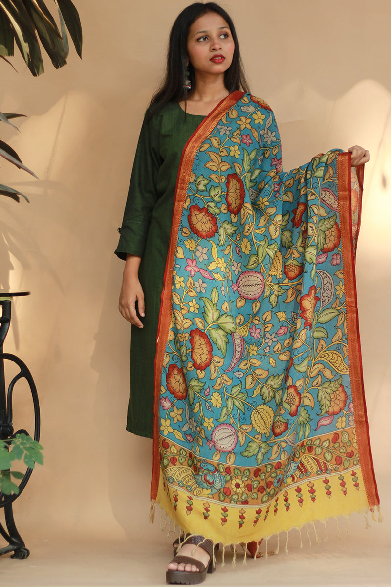 Leela | Cotton Silk Pen Kalamkari Dupatta