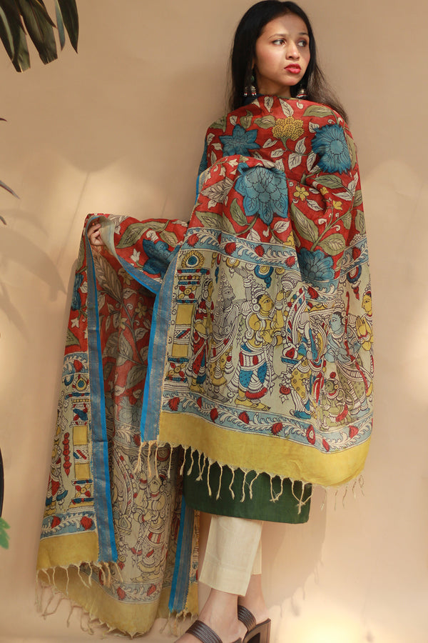 Leela | Cotton Silk Pen Kalamkari Dupatta
