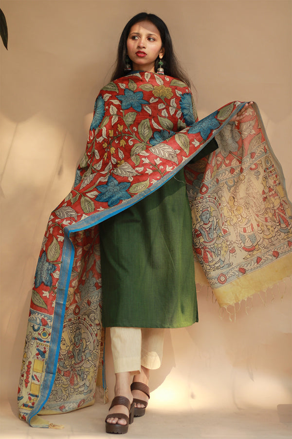 Leela | Cotton Silk Pen Kalamkari Dupatta