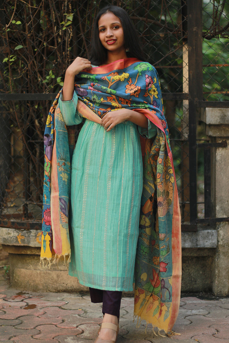 Leela | Cotton Silk Pen Kalamkari Dupatta