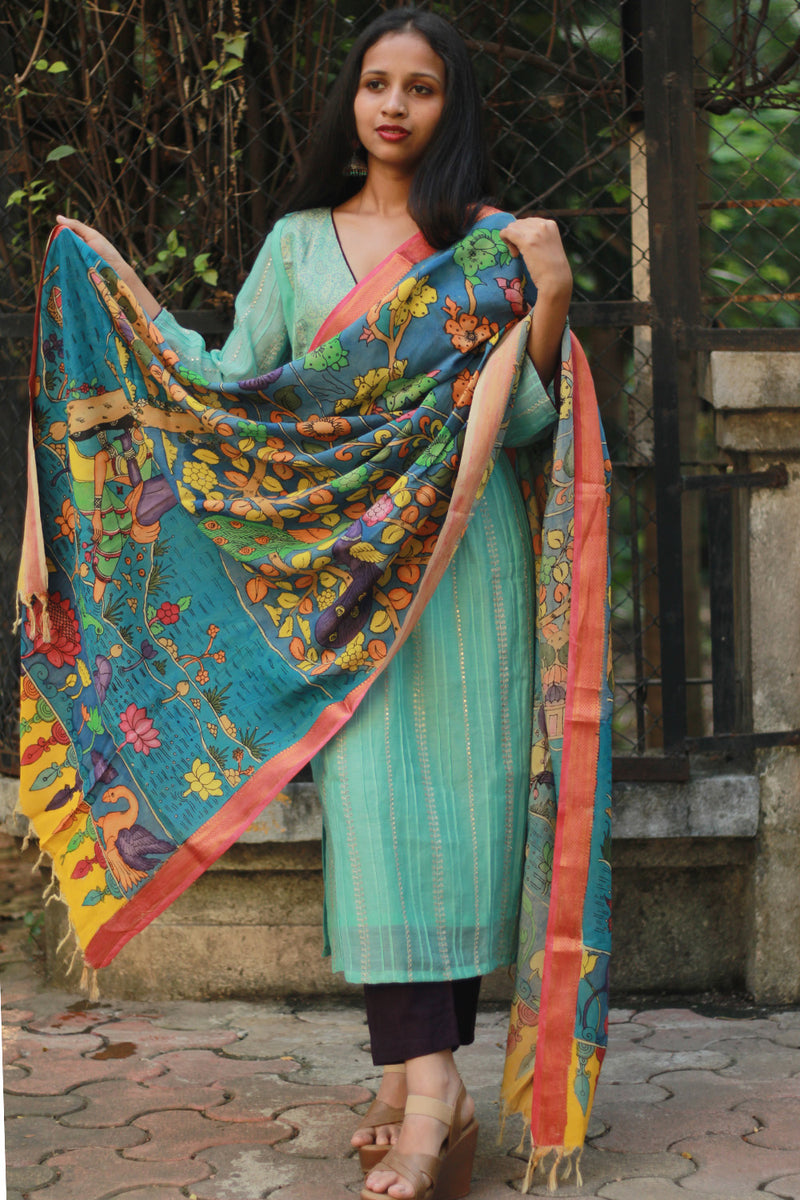 Leela | Cotton Silk Pen Kalamkari Dupatta